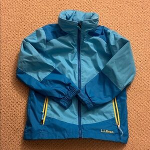 L.L. Bean Kids Two-Tone Blue Raincoat. Outer shell can attach to inner fleece.